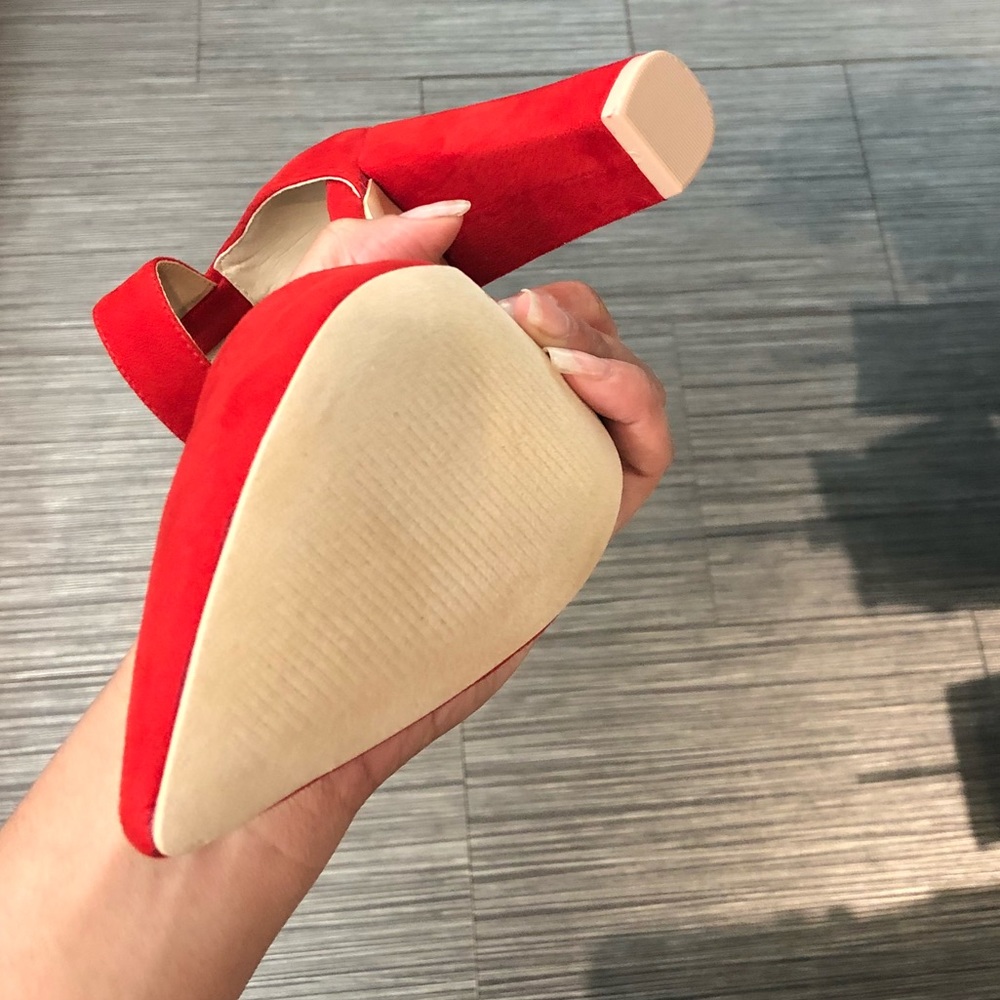 NWT - Red Open Toe Sandal Heels - Spring Shoes - Picture 3 of 7